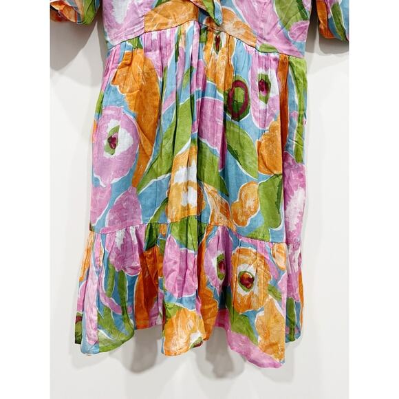 NWT Banjanan Scorpio Mini Dress in Euphoric Bloom Floral Ruffle Cotton - Picture 14 of 16